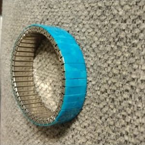 Vintage Turquoise metal stretch bracelet